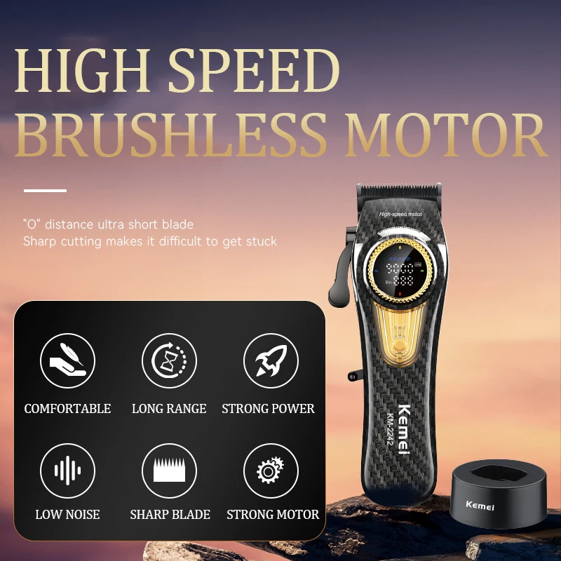 Kemei Hair Clipper Adjust Hair Trimmer For Men Electric Fade Beard Rechargeable Hair Cutter Machine Barber 9000RPM