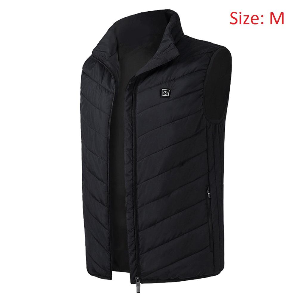 Usb Verwarmde Vest Outdoor Warm Wasbaar Mannen Vrouwen Verwarming Vest Winter Doek Camping Wandelen Verwarmde Jas: YL190903-BK1-M