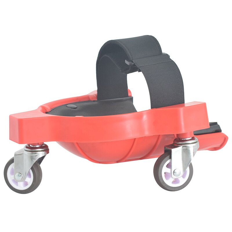Rullende knæpuder justerbar rem knæbeskyttelsespuder med hjul universal hjul knæpude rullende knæpude: Rød