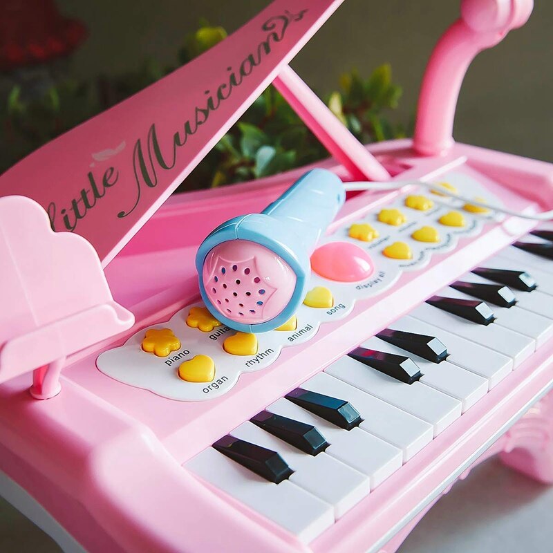 SEWS-enfant en bas âge Piano jouet clavier rose pour filles d'anniversaire 1 2 3 4 ans enfants 24 touches multifonctionnel jouet Piano