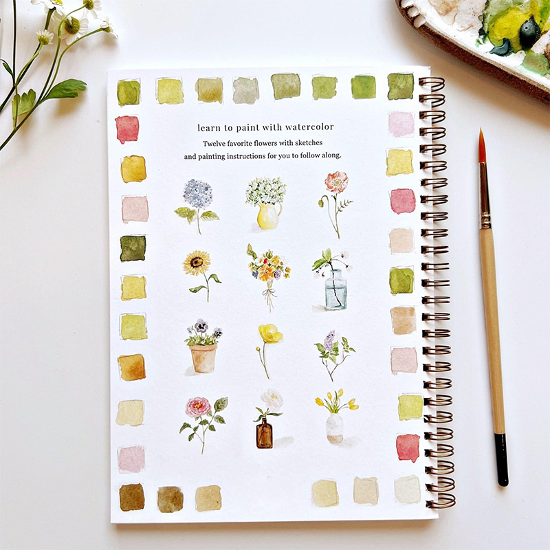 Cahier d'exercices d'aquarelle - Ensemble de peinture aquarelle 12