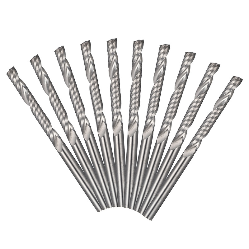 10 stks/set 1/8 Inch 3.175x25mm Schacht 1 Fluit Carbide Spiral End Mill CNC Router Bit Tool Voor acryl PVC Hout En Andere Materialen