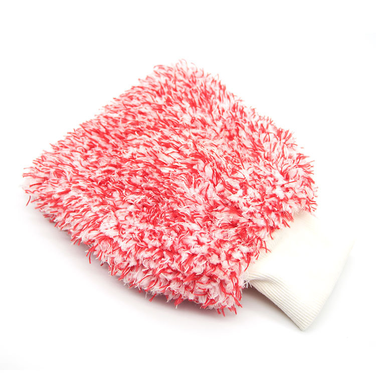 Guantes de lavado de coches de microfibra, guante de absorción suave, Ultra suave, fácil de secar, paño de lavado con detalle automático, limpieza de coche de alta densidad: Rojo