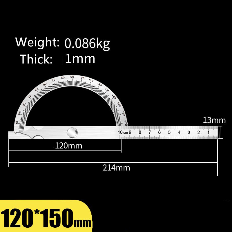 1@#Protractor Angle Ruler Gauge Stainless Steel Angle Gauge Square 180 Degree Semicircle Woodworking Square: D