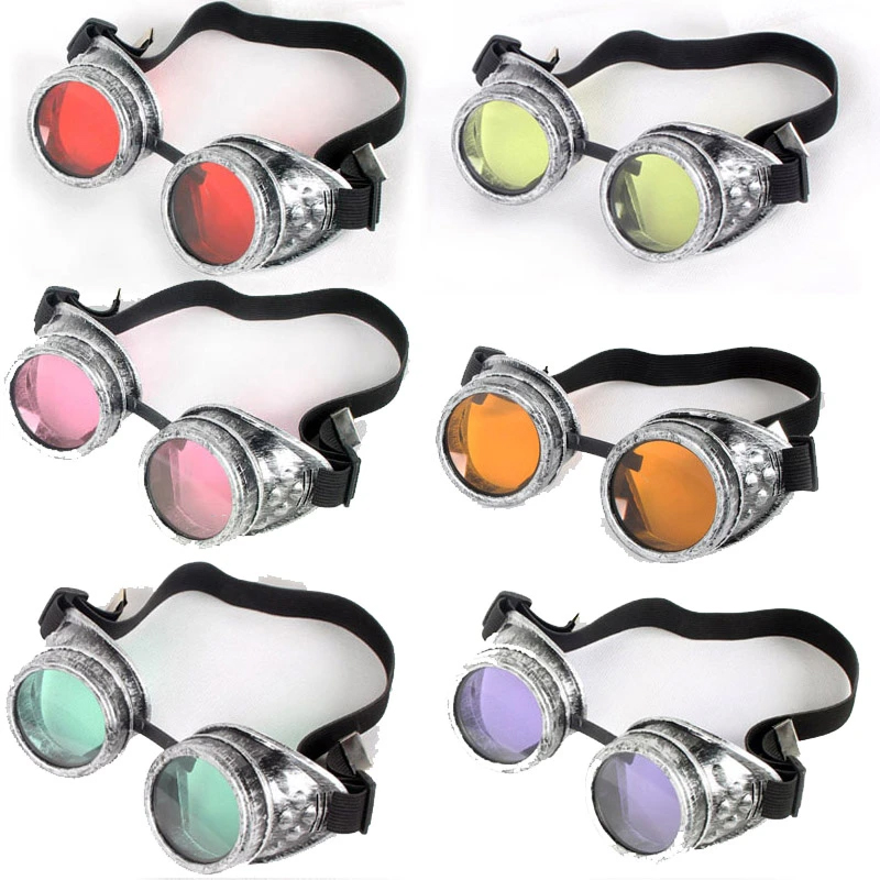 Vintage okulary Steampunk dla dorosłych okulary Cosplay gogle dekoracje na Halloween Heavy Metal gogle kierowcy soczewki Eclipse unisex