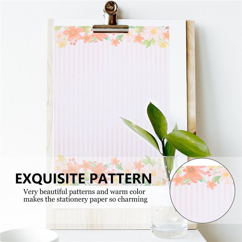 40pcs Printing Letter Paper Floral Style Writing Paper Retro A4 Paper Cartoon Small Love Letter Romantic Stationery