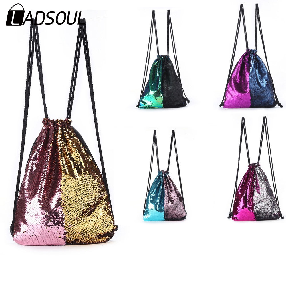 LADSOUL 2019 di Modo Delle Nuove Signore Zaino Sirena A due colori di Paillettes Zaino Delle Signore Colorato Esterno Dello Zaino Drawstring