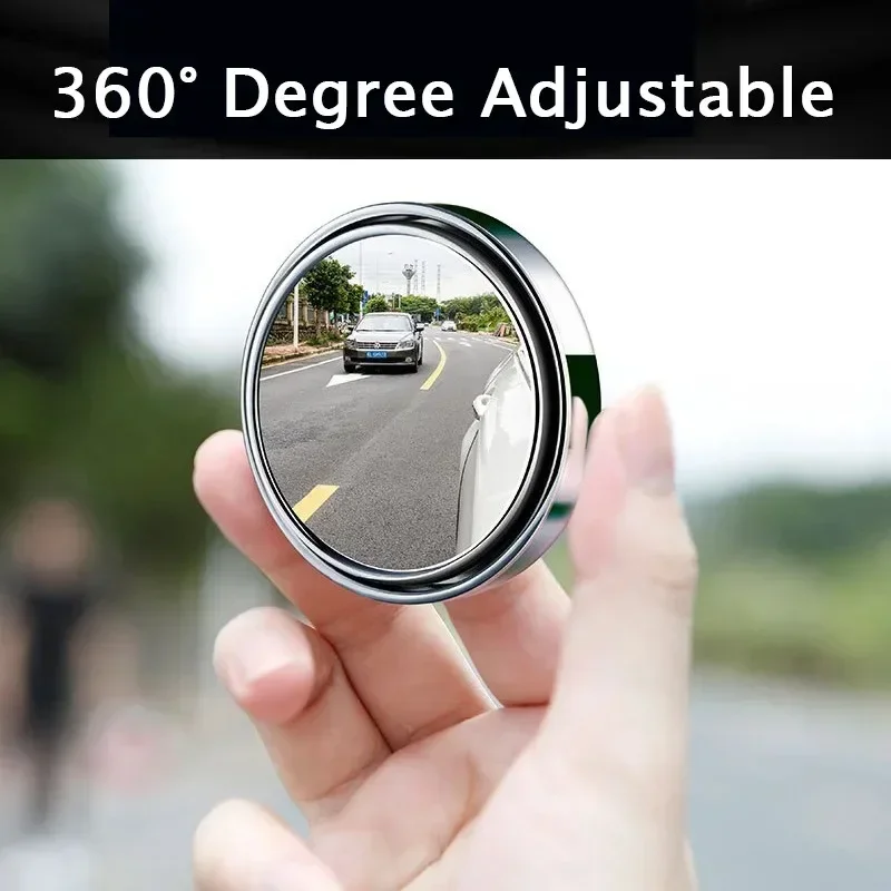 Espejo de punto ciego ajustable de 360 grados, espejo retrovisor convexo auxiliar para coche, marco redondo, espejos gran angular, marcha atrás, 2 uds.