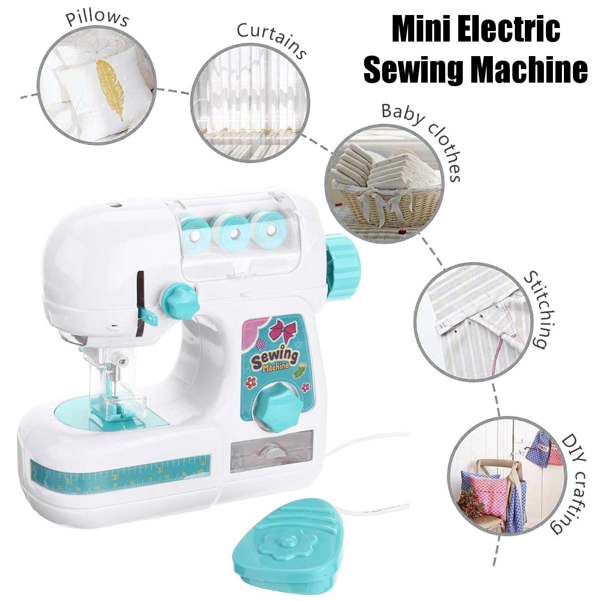 Mini Sewing Machine Household Multifunction Double Thread And Speed Free-Arm Crafting Mending Machine LED