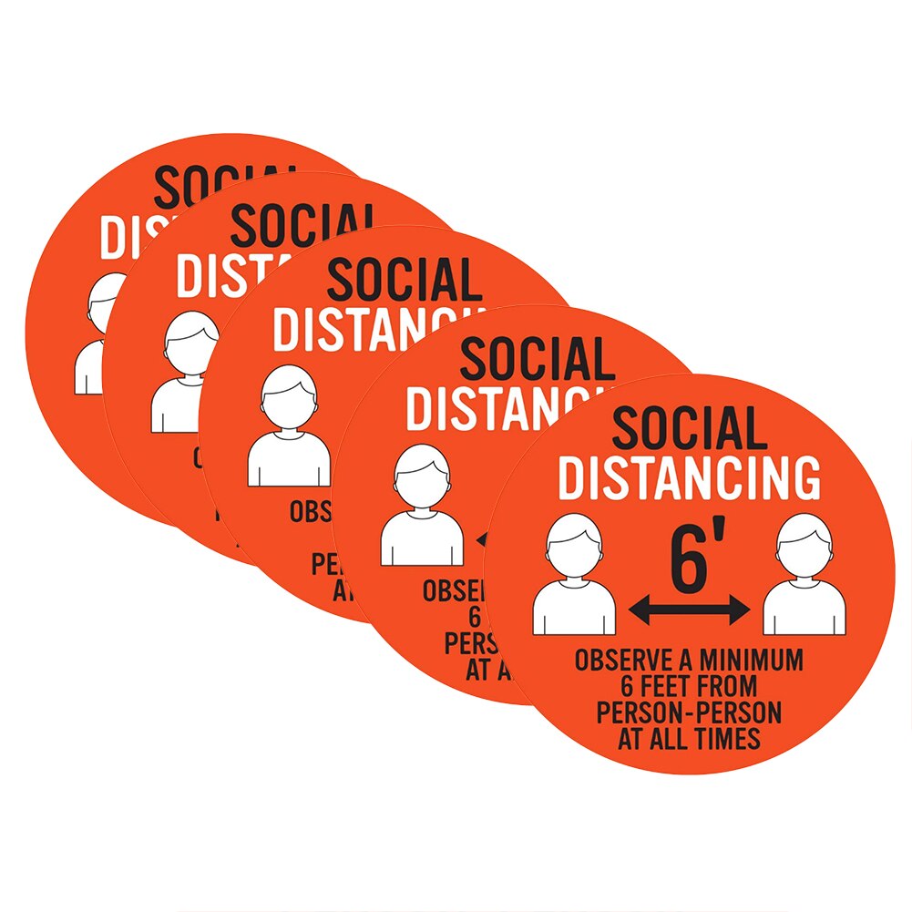 Isolation Distance Signs Ground Stickers 5x Safety Social Distancing Floor Decal Safety Mark Ground Sticker for Market: Red