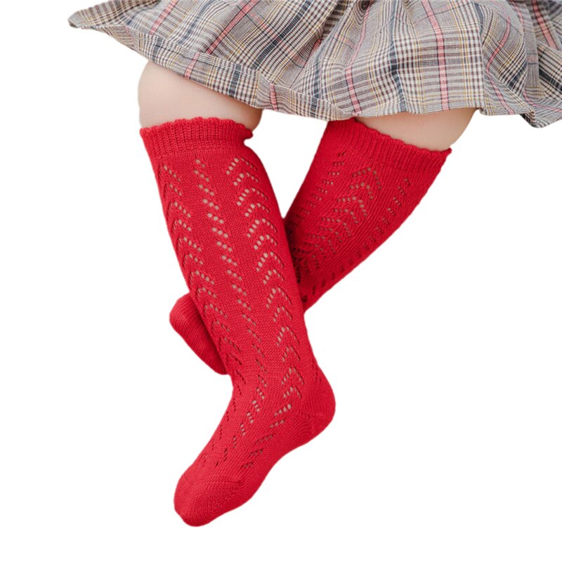 Kinderen Baby Meisjes Mode Sokken Hol Kniehoge Sokken Comfortabel Effen Kleur Sokken Voor Kids Peuter Baby Meisjes