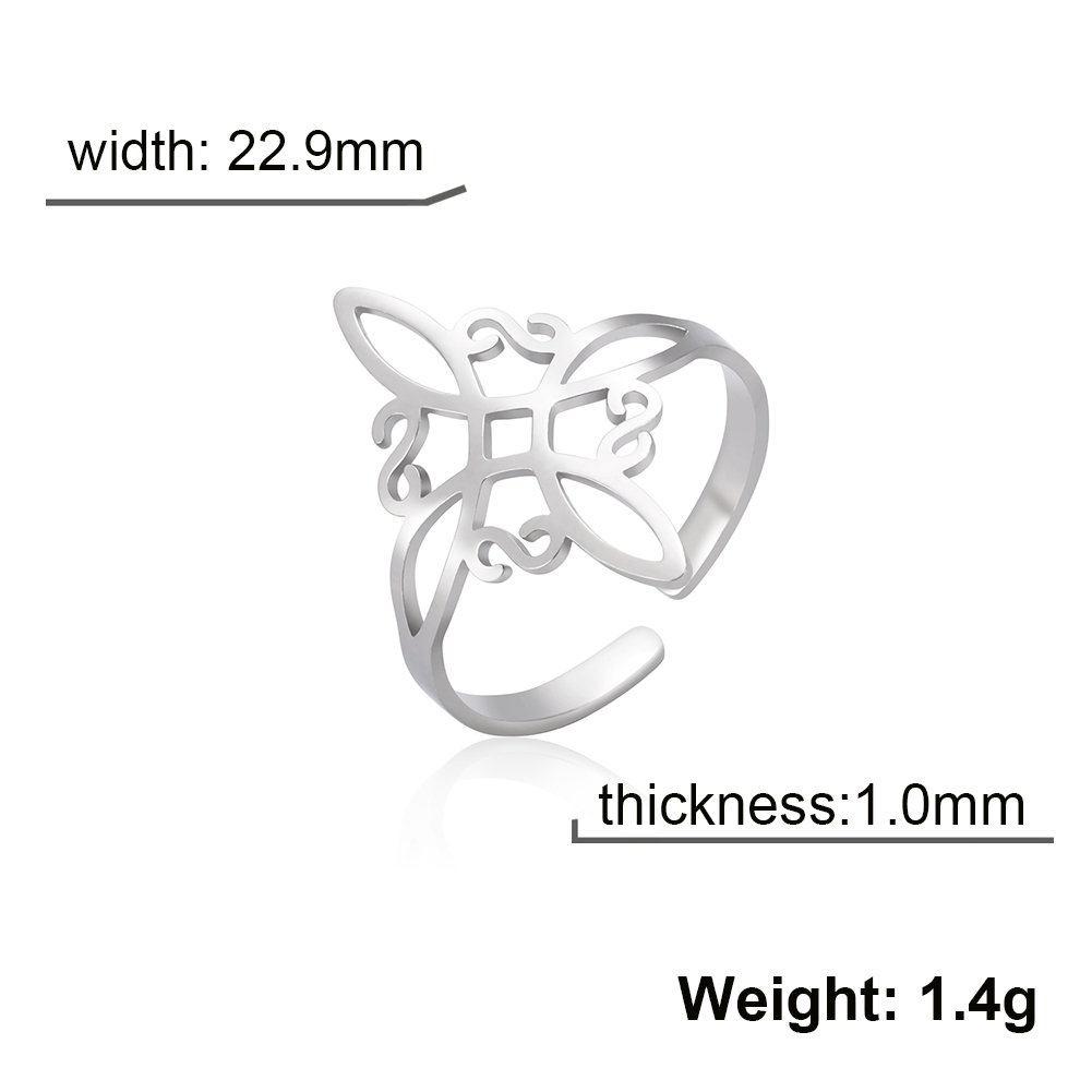 Skyrim-Anillo de nudo de bruja de acero inoxidable para mujer, anillos abiertos ajustables para dedo, amuleto de brujería, joyería de protección, al por mayor: Blanco