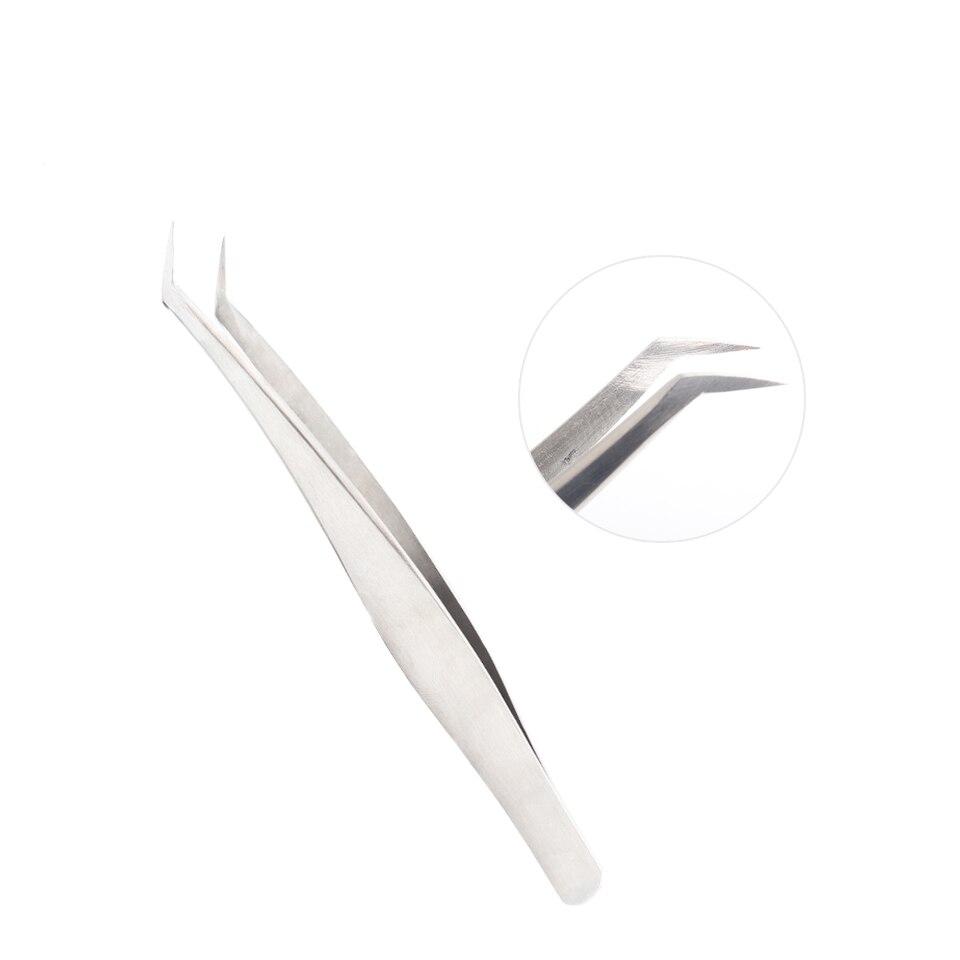 Vetus Ultra Precisie Pincet Voor Wimper Verlenging, Gebogen En Rechte Pincet Voor Wenkbrauw Roestvrij Pincet
