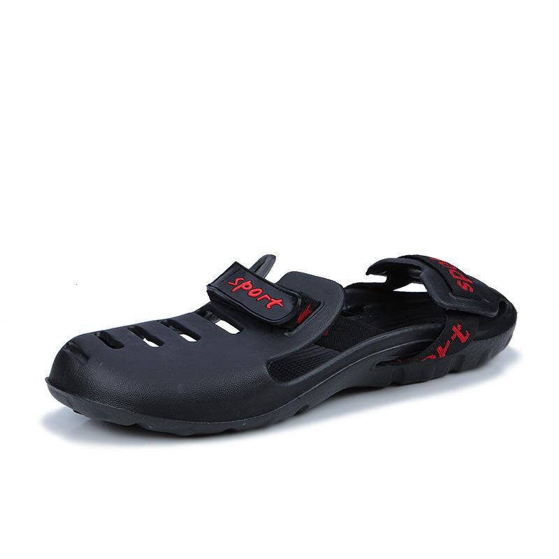 Grande taille été hommes plage eau sandales étudiants en plein air imperméable pantoufles solide jeunesse Cool respirant paresseux chaussures: Black / 7