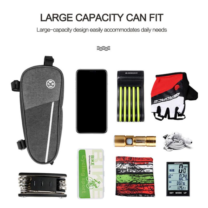 Fiets Tassen Nylon Reflecterende Effect Bike Driehoek Frame Voor Tube Frame Bag Telefoon Waterdichte Bike Fiets Bag Fiets