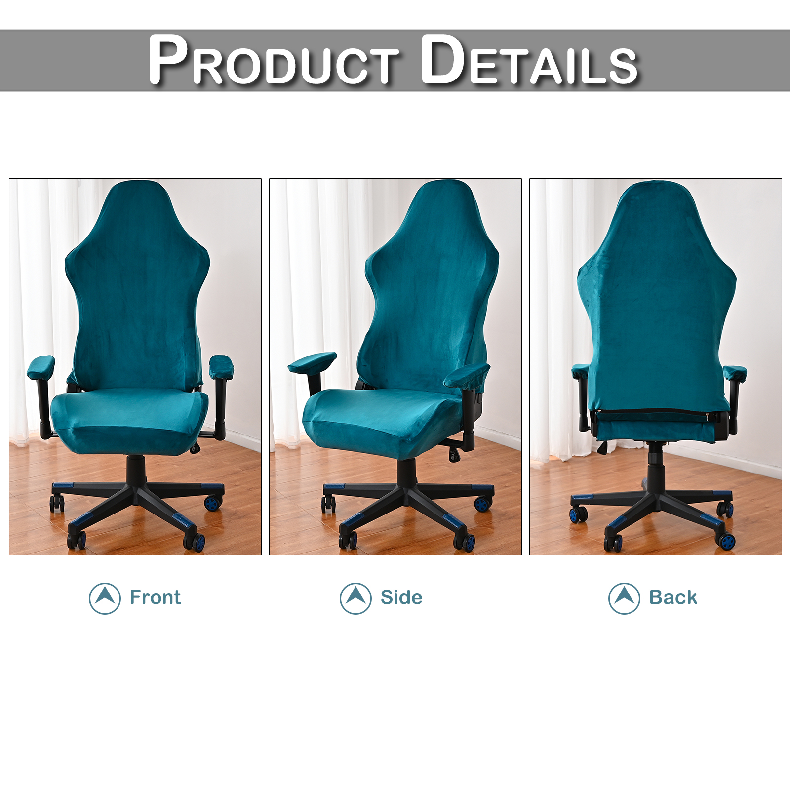 4 stks/set Fluwelen Spandex Bureaustoel Cover Gaming Stoelhoezen Elastische Stretch Fauteuil Seat Cover Computer Stoelen Kussenovertrekken