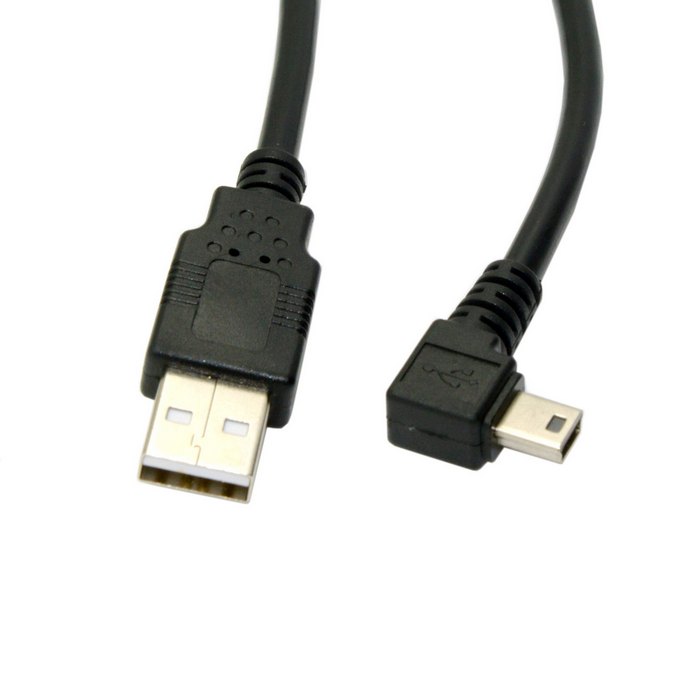 Mini usb b type 5 ben han venstrevinklet 90 grader til usb 2.0 han datakabel 50cm 180cm usb mini-b vinkelkabel 0.5m 1.8m 6ft