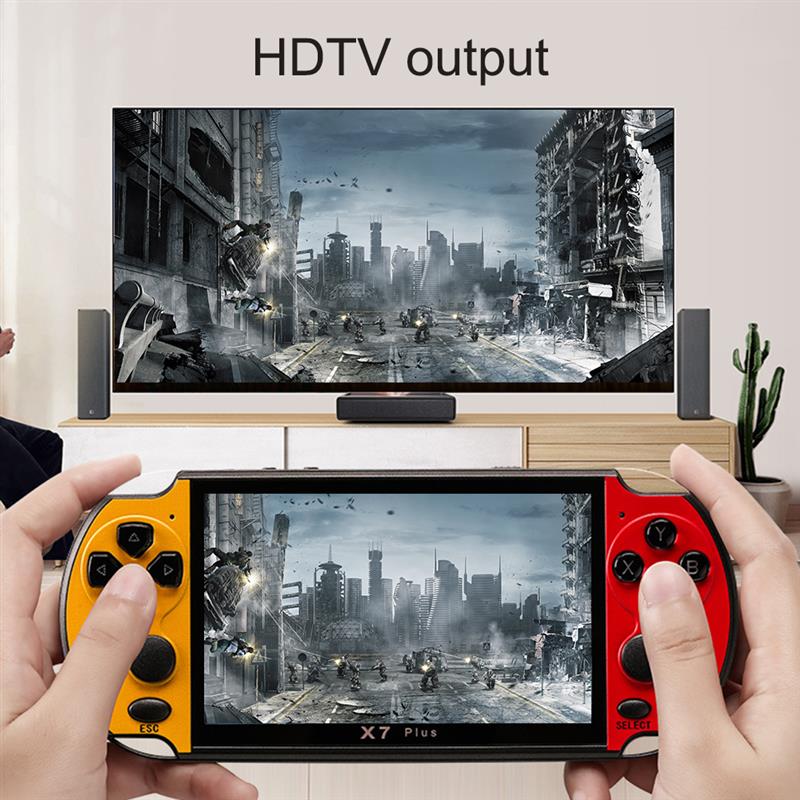 X7 Plus de consola de juegos Retro doble balancín 5,1 pulgadas Hd LCD portátil de 8G películas consola de juego Built-in10000 juegos
