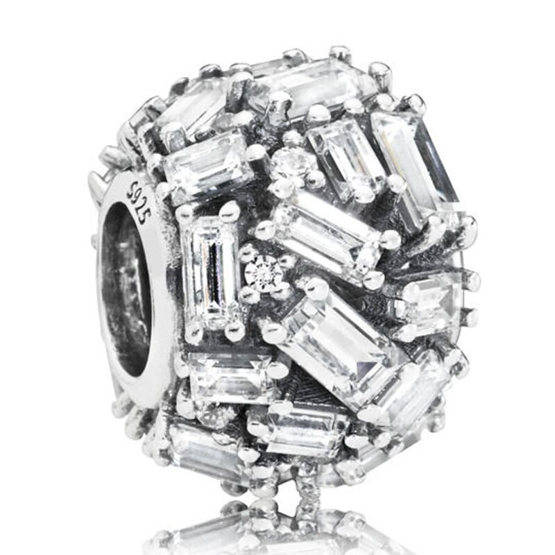 Mosaic Ball Blue & Clear Enchanted Chiselled Elegance Droplet Charm 925 Sterling Silver Beads Fit Bracelet DIY Jewelry: P-D-2193