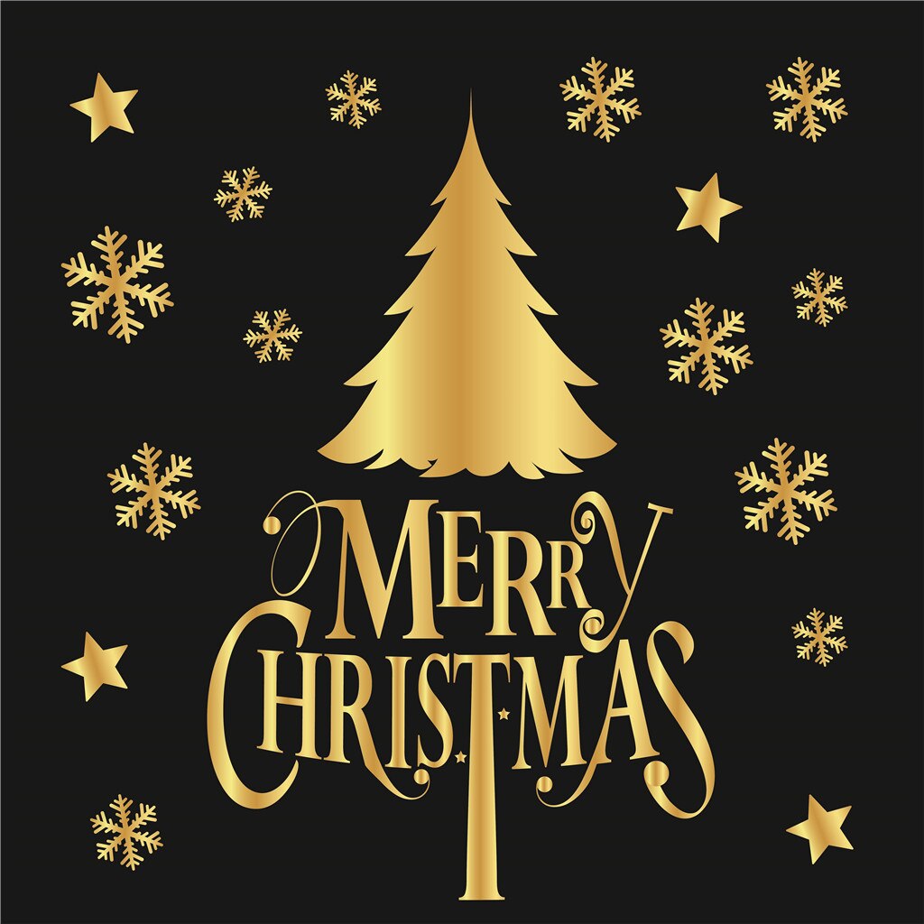 25# Christmas DIY Decoration Golden Christmas Wall Sticker Glass Wall Sticker Christmas Self adhesive Wall Stickers Window Decor: F