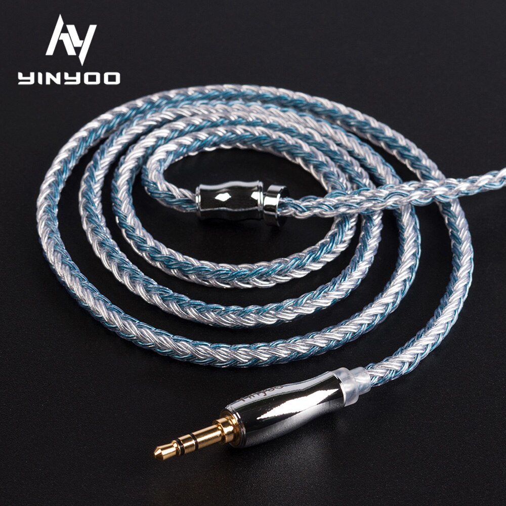 Yinyoo Headphone Cable - 1.2m - 16 Core Silver Plated - MMCX/2pin/QDC/TFZ Connector - 2.5/3.5/4.4mm Plug