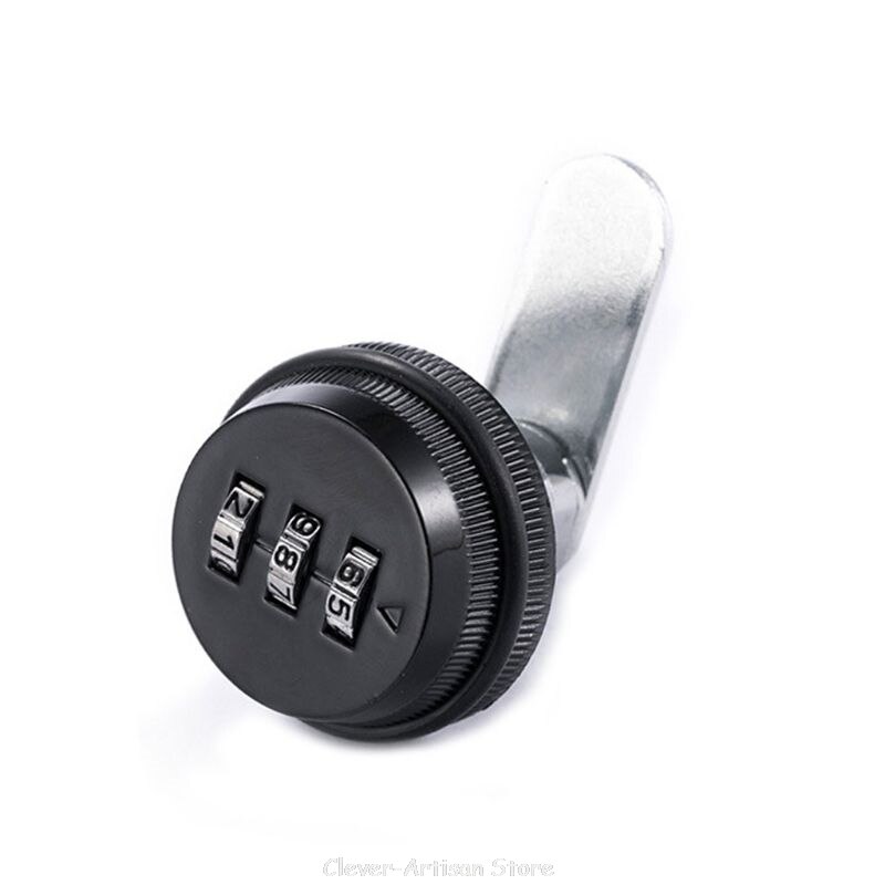 3-Digit Combination Mailbox Lock 7/8\" Rotary Tongue Cam Lock for Cabinet Drawer Au 20 20: Black