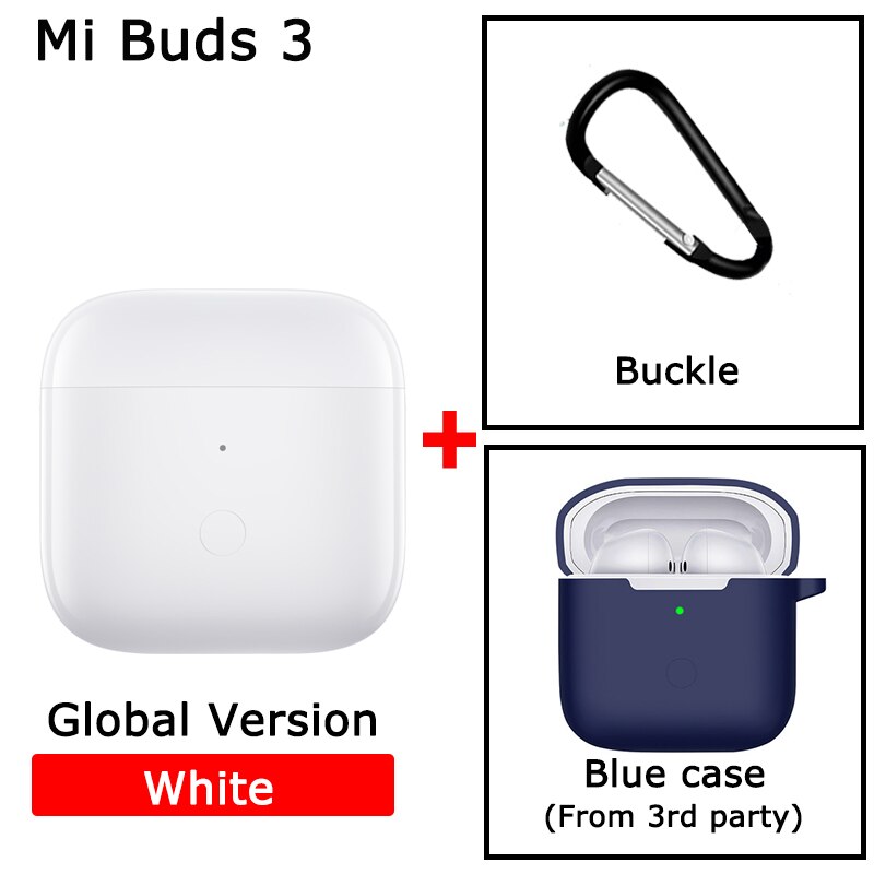 Xiaomi Redmi Buds 3 TWS bezprzewodowe słuchawki Bluetooth podwójny mikrofon QCC 3040 Chip IP54 wodoodporne słuchawki redukcja szumów słuchawki douszne: white GL n blue case