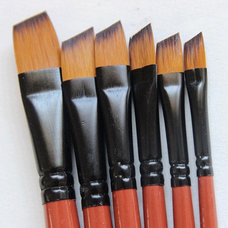 Kunst model maling nylon hår akryl olie akvarel tegning kunstforsyninger brun 6 stk maleri håndværk kunstner pensler sæt