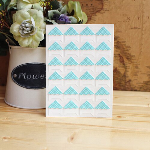 24 Pcs/Lot DIY Retro Plaid Stripes Corner Paper Stickers For Photo Album Fitting Handwork Frame Albums Decoration Scrapbooking: green