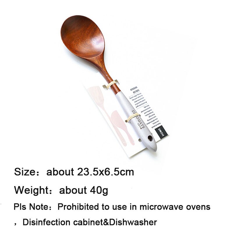 Retro Wood Cooking Utensils Set Heat Resistant Kitchen Non-Stick Cooking Utensils Baking Tools for Tableware Household: Round Shovel