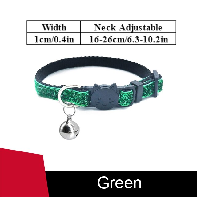 Breakaway Cat Collar with Bell Flea Cat Collar for Cats Cute Cat Collar Pet Product Cat Collar Charm Quick Release Cat Collar: Green