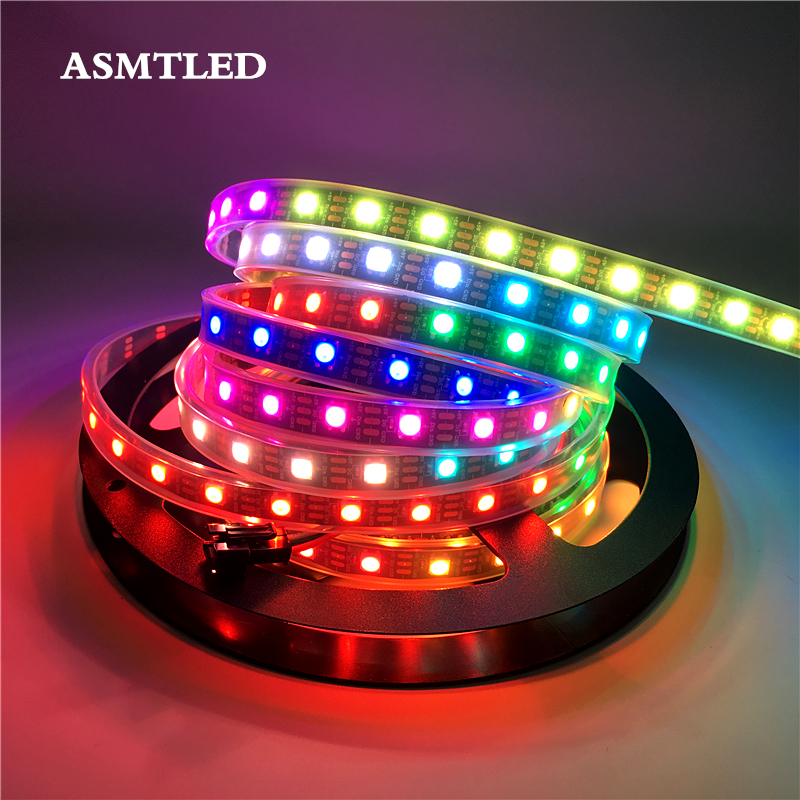 WS2812B LED Strip DC 5V Zwart Wit PCB Smart Adresseerbare Pixel WS2812 IC 60 LEDs/M 5050 RGB LED Tape 50CM 1M 2M 3M 4M 5M