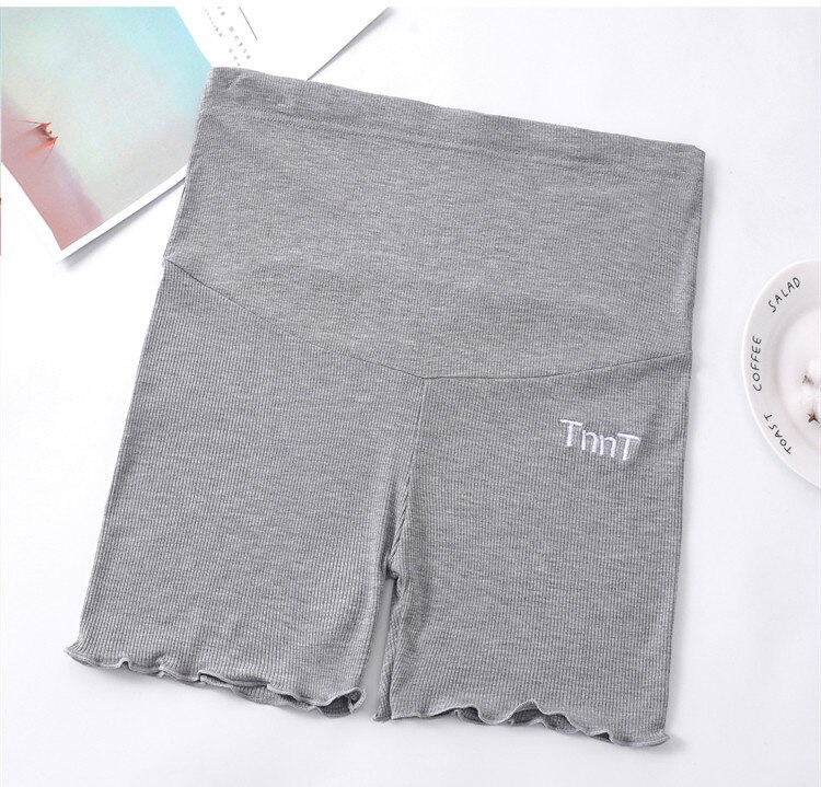 Poungdudu barsel gravide kvinder maveløft sommershorts gravide sikkerhedsbukser maveløft broderi anti-belysning: Grå / Xl