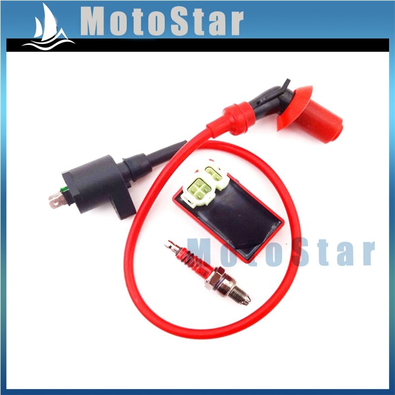 Ignition Coil + 6 Pin AC CDI Box + A7TC Spark Plug For Chinese GY6 50cc 125cc 150cc Engine Moped Scooter ATV Quad Go Kart