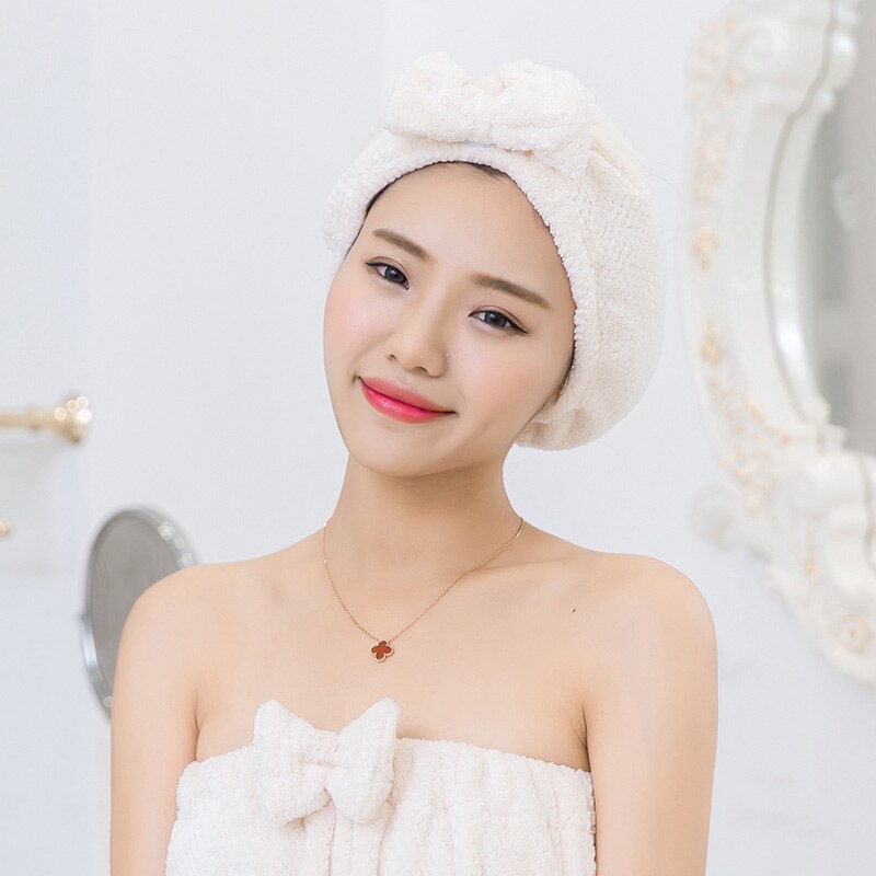 Sinsnan Solid Soft Microfiber Sneldrogende Handdoek Voor Haar Superabsorberende Bad Make-Up Multipurpose Haar Cap Voor Vrouwen Magic Handdoek: Beige