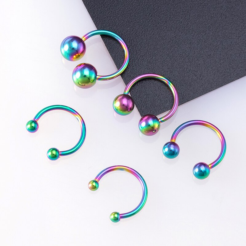 5Pcs Chirurgisch Staal Bcr Septum Lip Piercing Neuspiercings Hoop Hoefijzer Nep Neusring Oor Smiley Bar Circular Barbell oorbel 16G: EW40028RB-5pcs