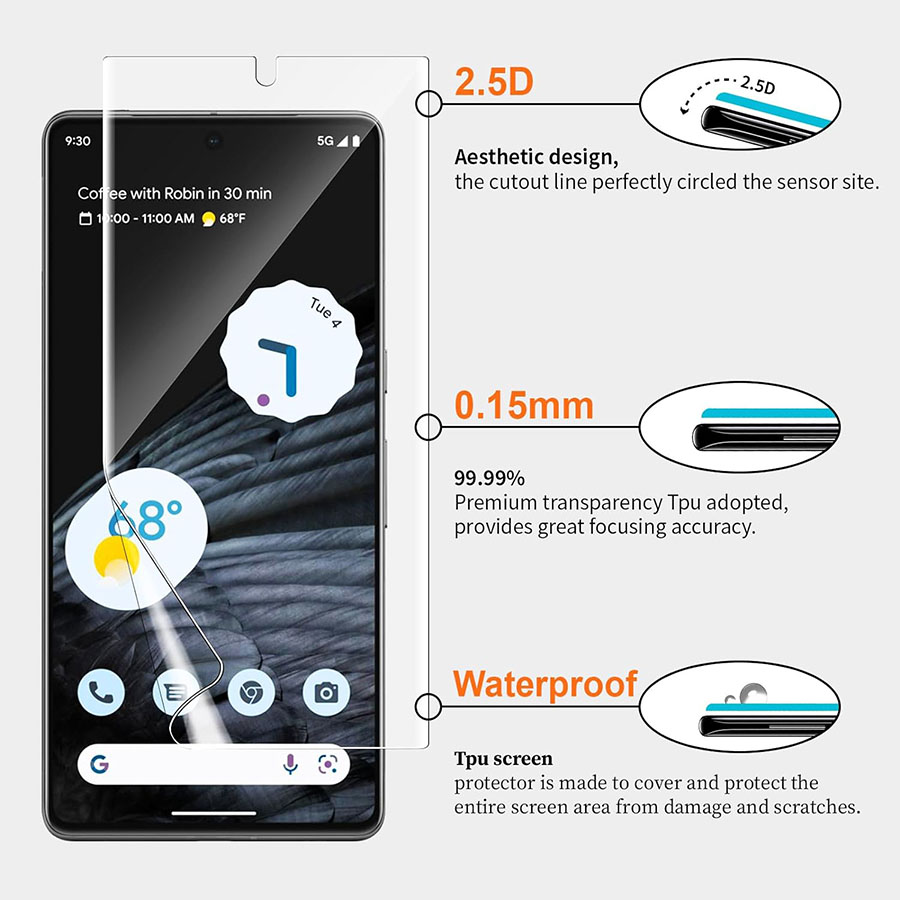 Protecteur d'écran en Hydrogel pour Google Pixel 8 Pro 5A 4A 5G 4G, film en silicone TPU 256, auto-cicatrisant