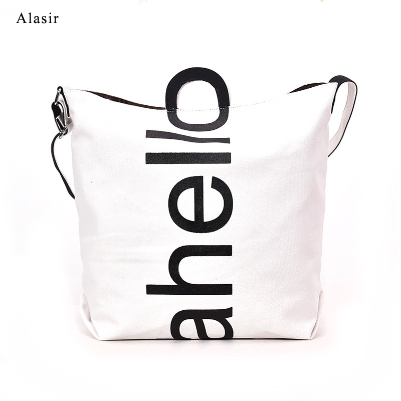 Alasir-Bolso de hombro con letras coreanas para mujer, de gran capacidad bandolera con estampado de letras, de niña, para ir al trabajo