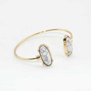 white green stone simple copper bangle personality cute oval cuff bracelets & bangles for women: white