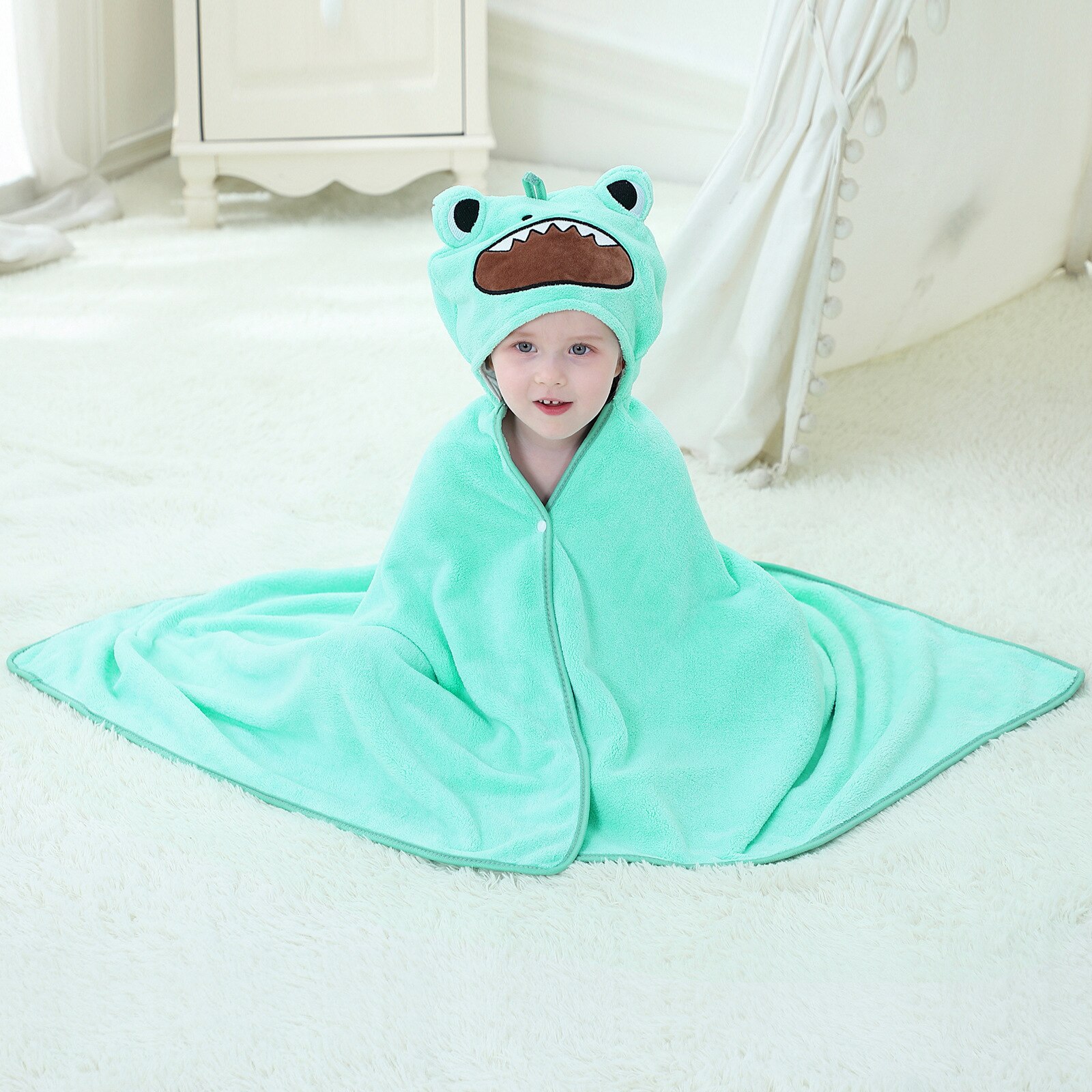freundlicher Strand Handtuch Art Bademantel Baby Jungen Mädchen Einhorn/Koala/Ziege Ebene Mit Kapuze Schlecht Handtuch 70*120cm freundlicher Karikatur Decke: Frosch