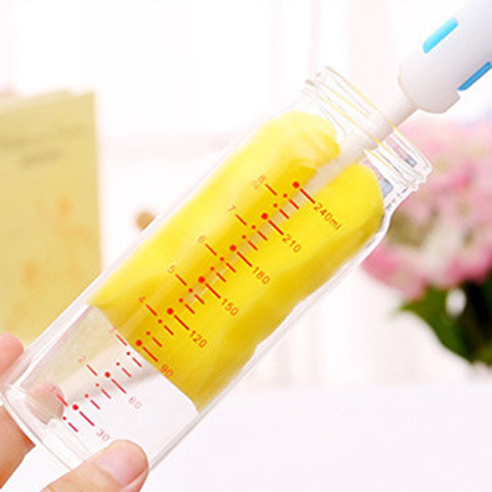 Sete-pedaço escova de garrafa de bebê escova de limpeza de garrafa de esponja escova de mamilo de palha de aço inoxidável escova de garrafa