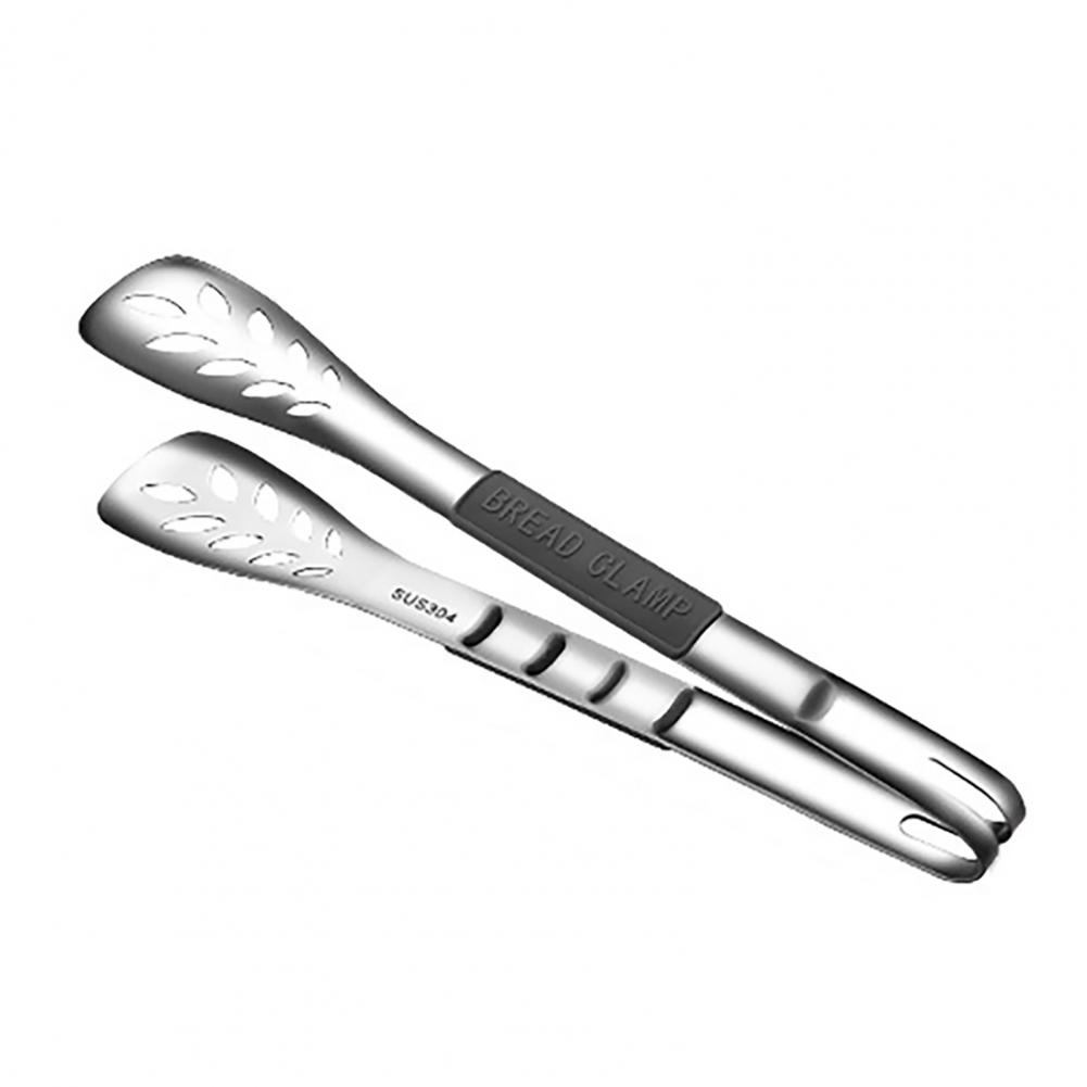 Food Tong Ergonomic Handle Bread Clip Multipurpose Smooth Surface Cooking Tong Kitchen Stainless Steel Tong for Camping