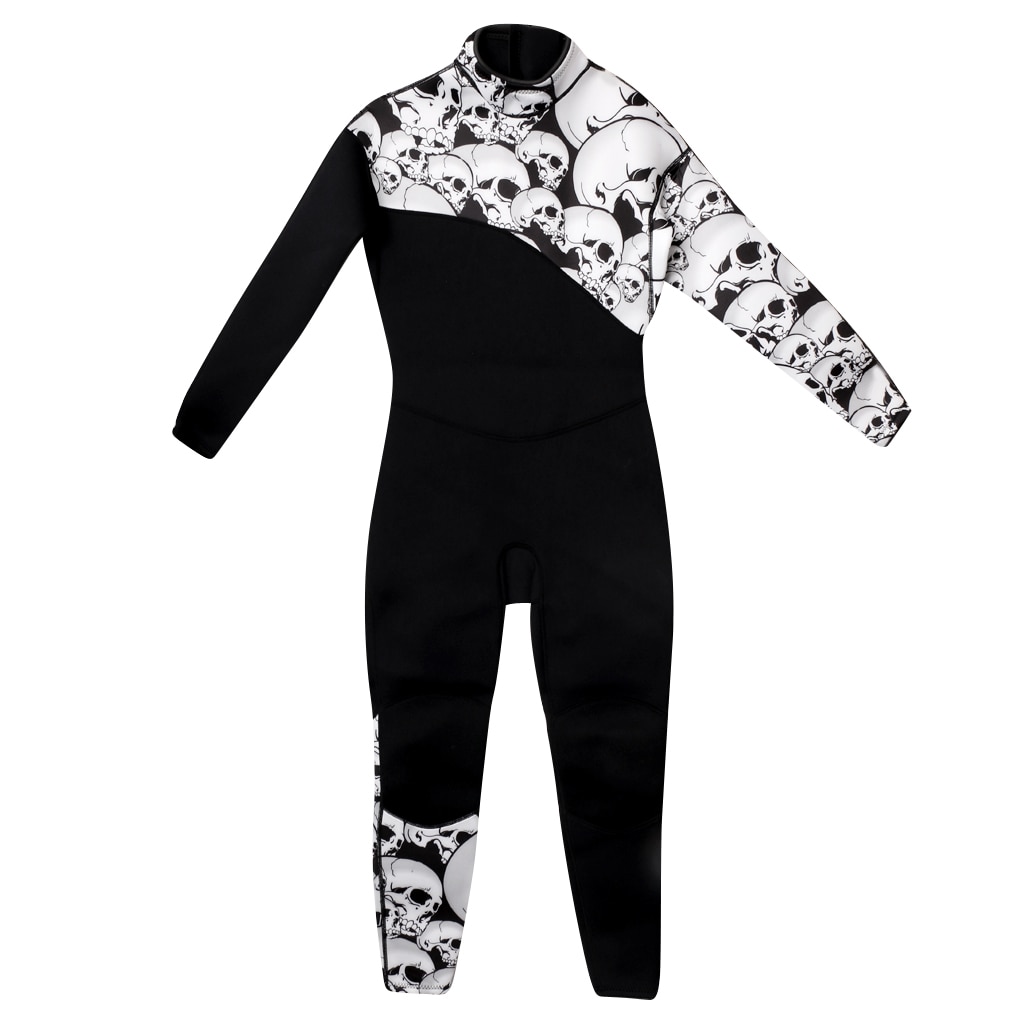 Traje de neopreno negro y calavera para hombre, traje de baño completo de 3mm, traje de surf, trajes de buceo para esnórquel, Mono