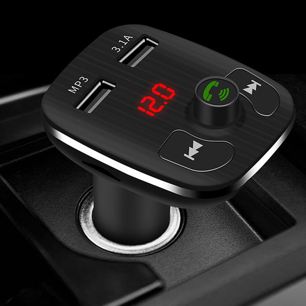 Dual USB Port Car Chargers Bluetooth FM Transmitter Handsfree Phone Call Car Kit