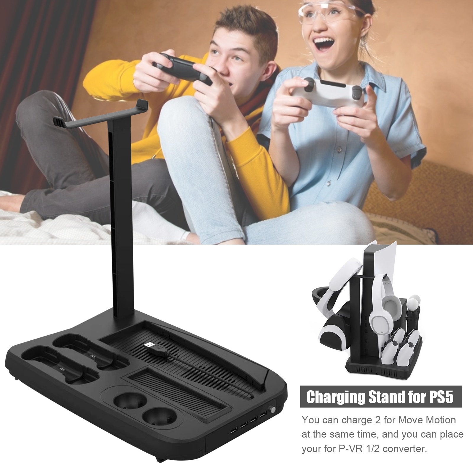 Charging Display Stand Game Console Charger Base For PS5 VR Charger Dock Base For Move Motion