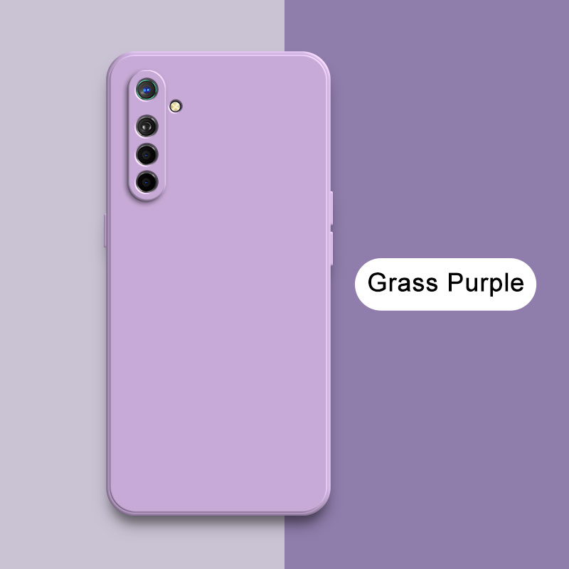 Coque en silicone liquide carrée officielle pour OPPO K5 Realme X2 XT, protection d'appareil photo 360, antichoc, souple, OPPOK5 RealmeXT: Microfibre / Violet