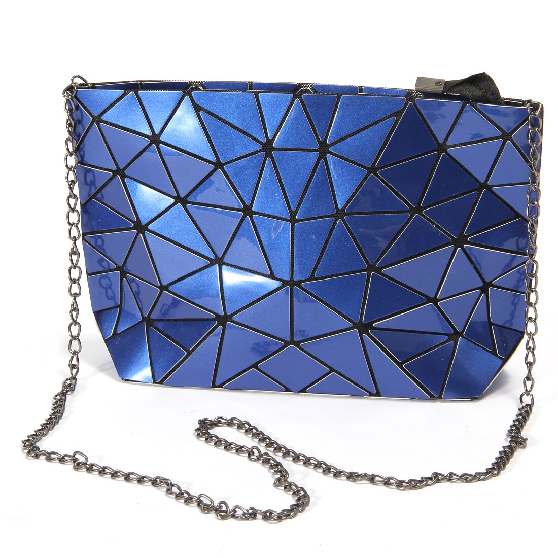 Crocrogo Frauen Mädchen Geldbörse Leucht Geometrische Schulter Taschen Multi Reflektierende Umhängetaschen BlingBling mit Ketten: 3116 Dark Blue