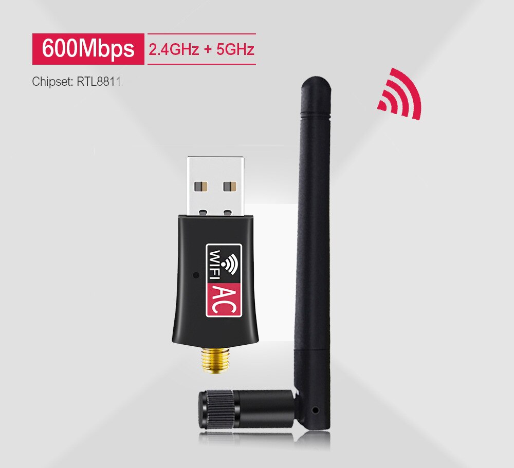 AC600Mbps WiFi Adapter Band USBWireless Network with Ant enna