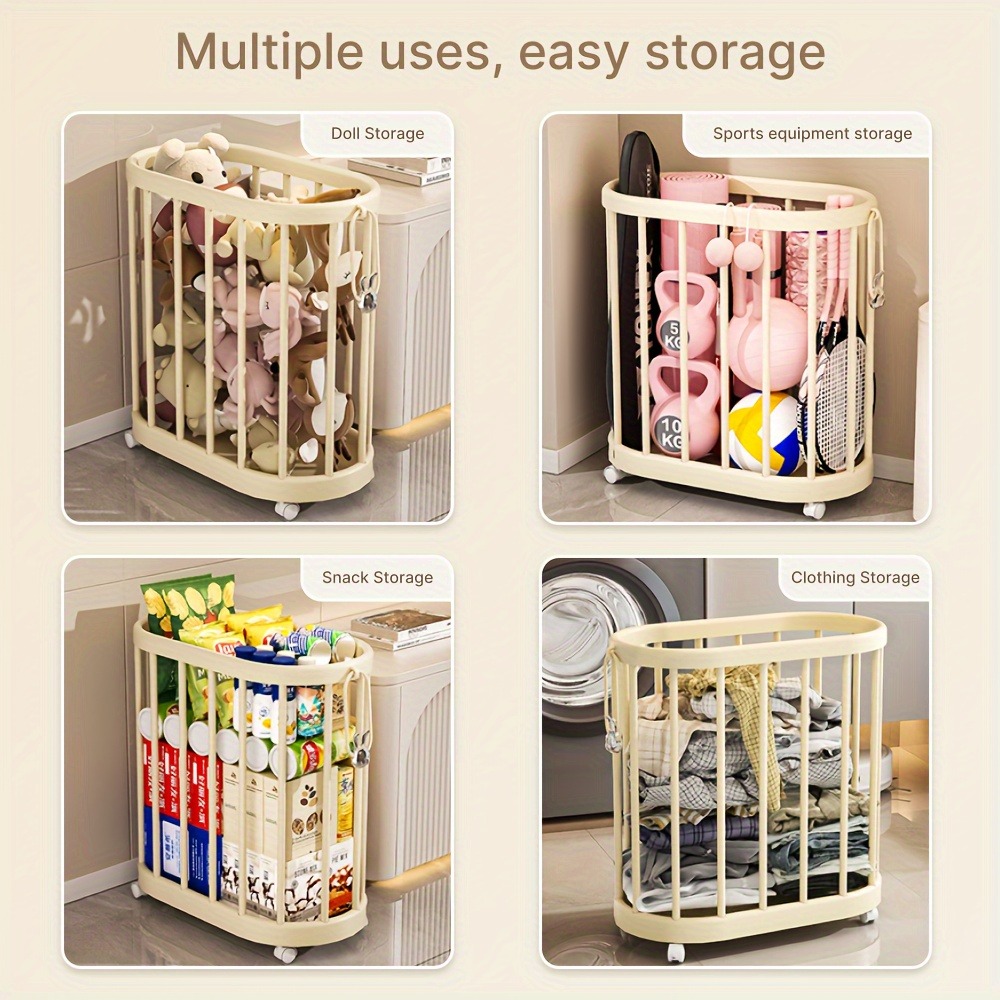1PC Large Household Laundry Basket,Multi-functional Storage Organizer with Casters, Suitable for Yoga Mat&Racket Storage Basket
