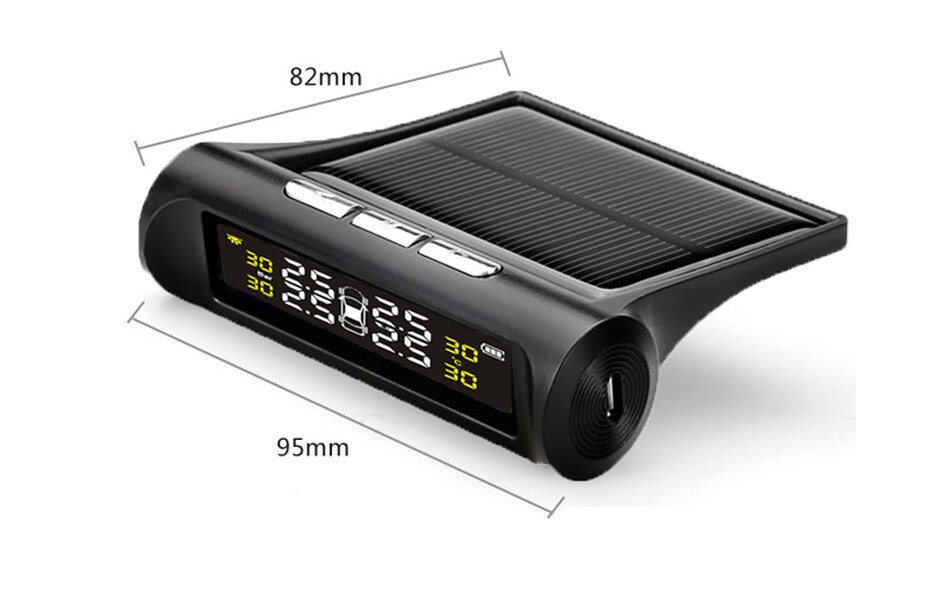 Car Solar Wireless Tire Pressure Monitor TPMS Tire Pressure Sensor Monitoring System External Tire Pressure Monitor